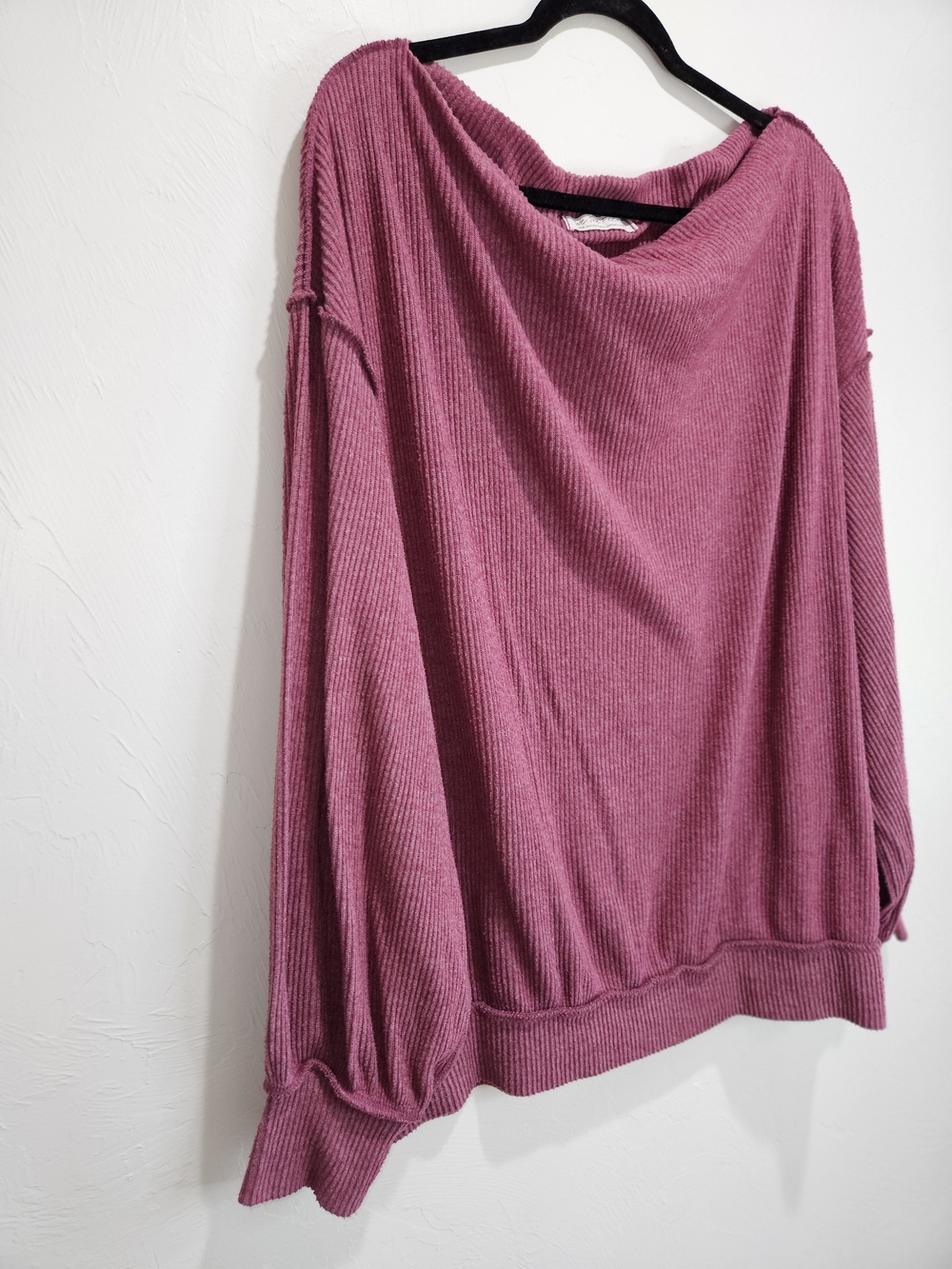 We The Free People Ribbed Off-Shoulder Sweater - Mauve Pink Womens Size Large - Picture 3 of 11